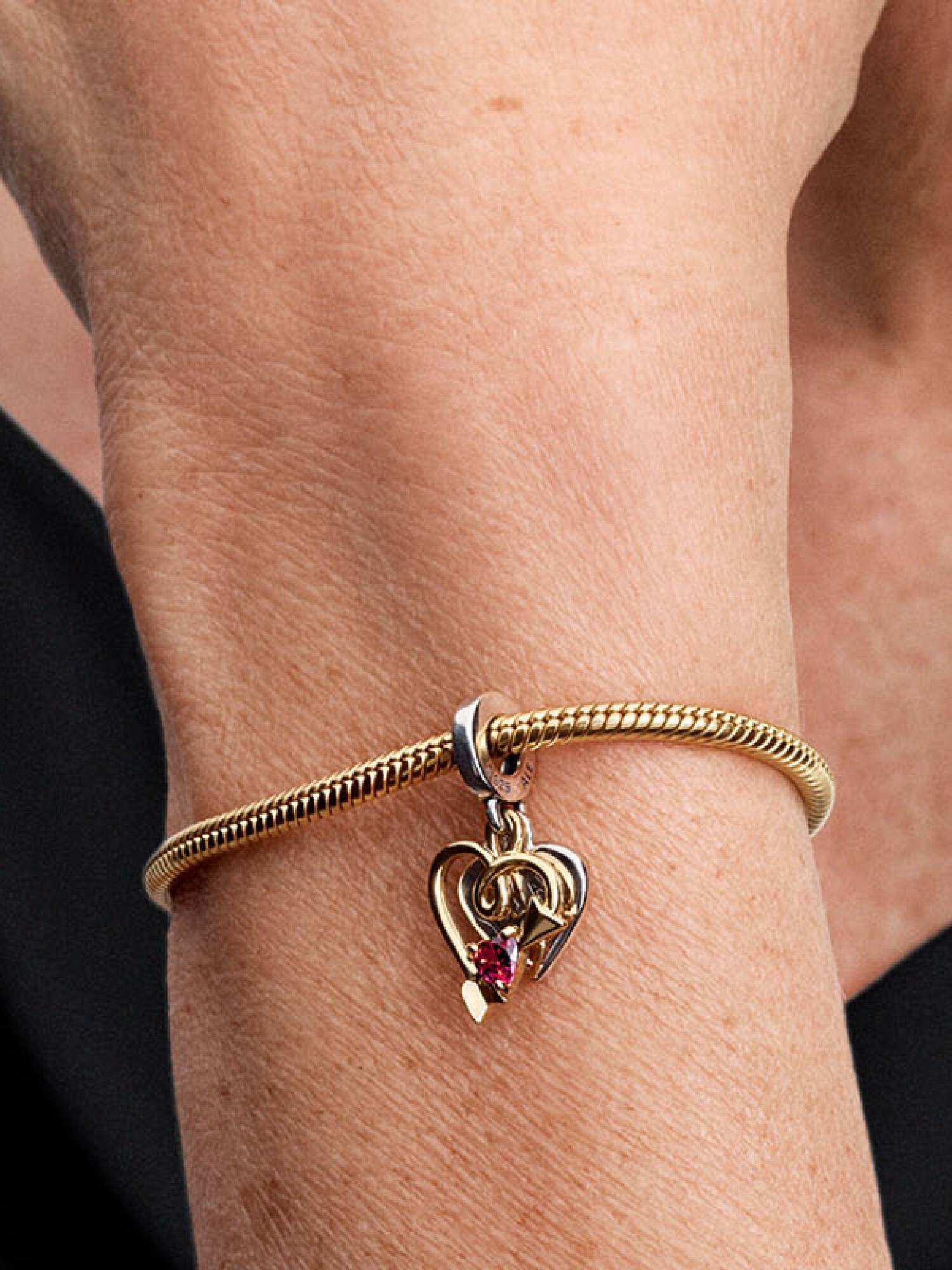 Engravable Heart & Arrow Double Dangle Charm
