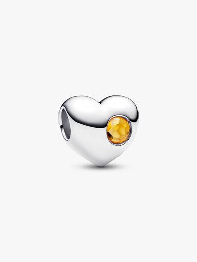 Engravable November Crystal Birthstone Heart Charm