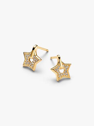 Gold Lab-grown Diamond Pavé Star Stud Earrings