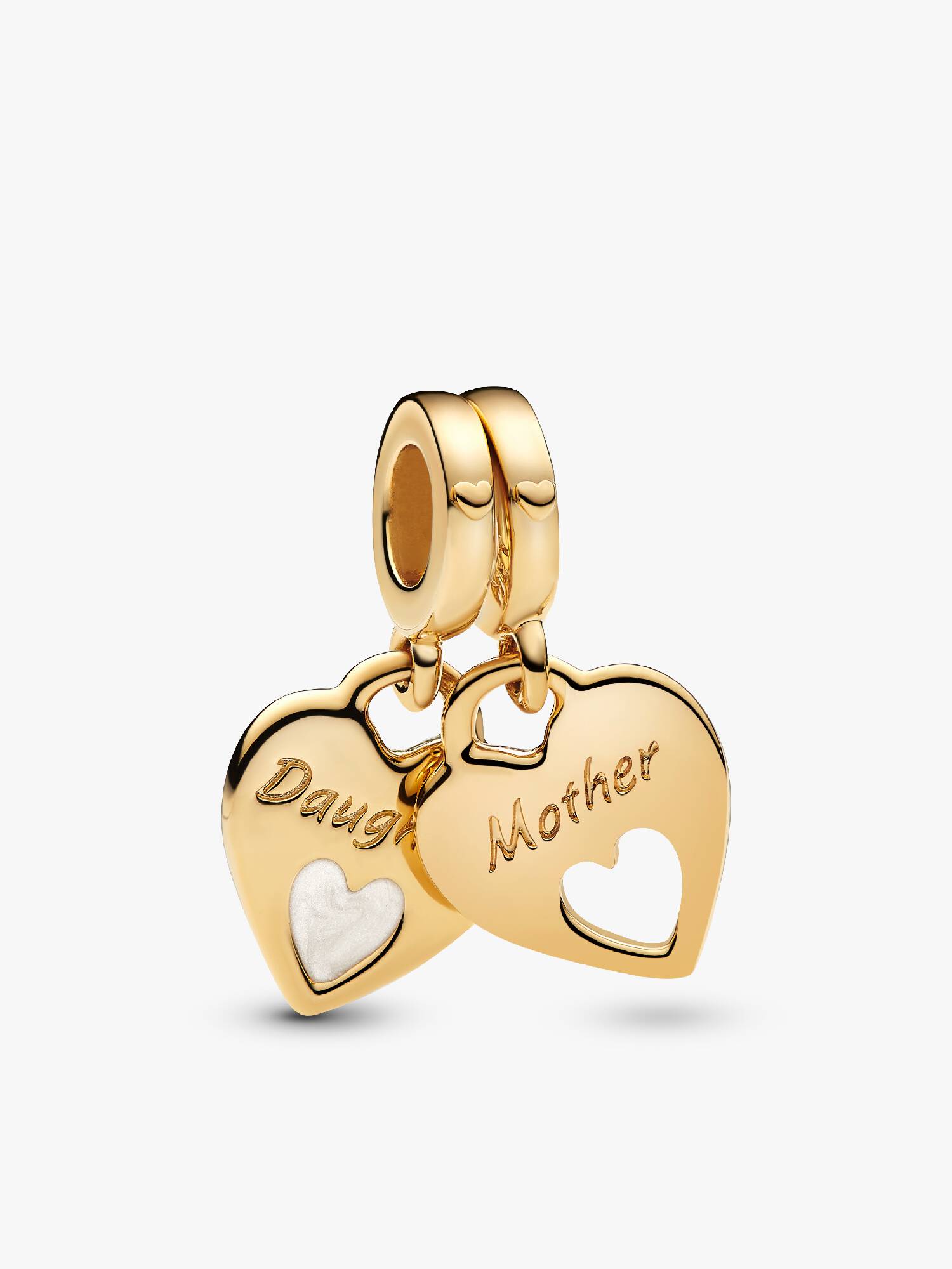Mother & Daughter Double Heart Split Dangle Charm