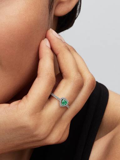 August Crystal Birthstone Elevated Mint Green Heart Ring