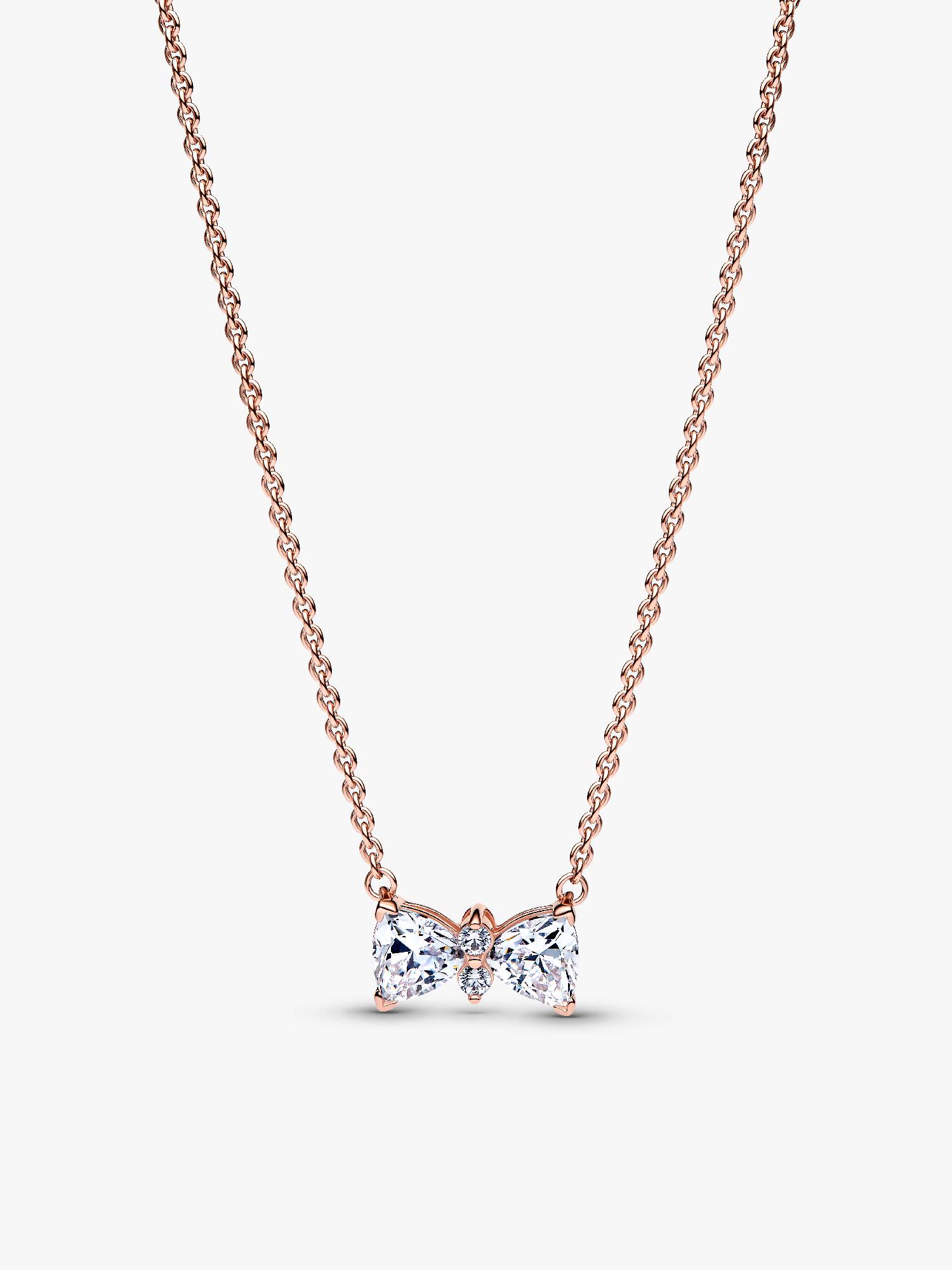 Bow 14k rose gold-plated collier with clear cubic zirconia