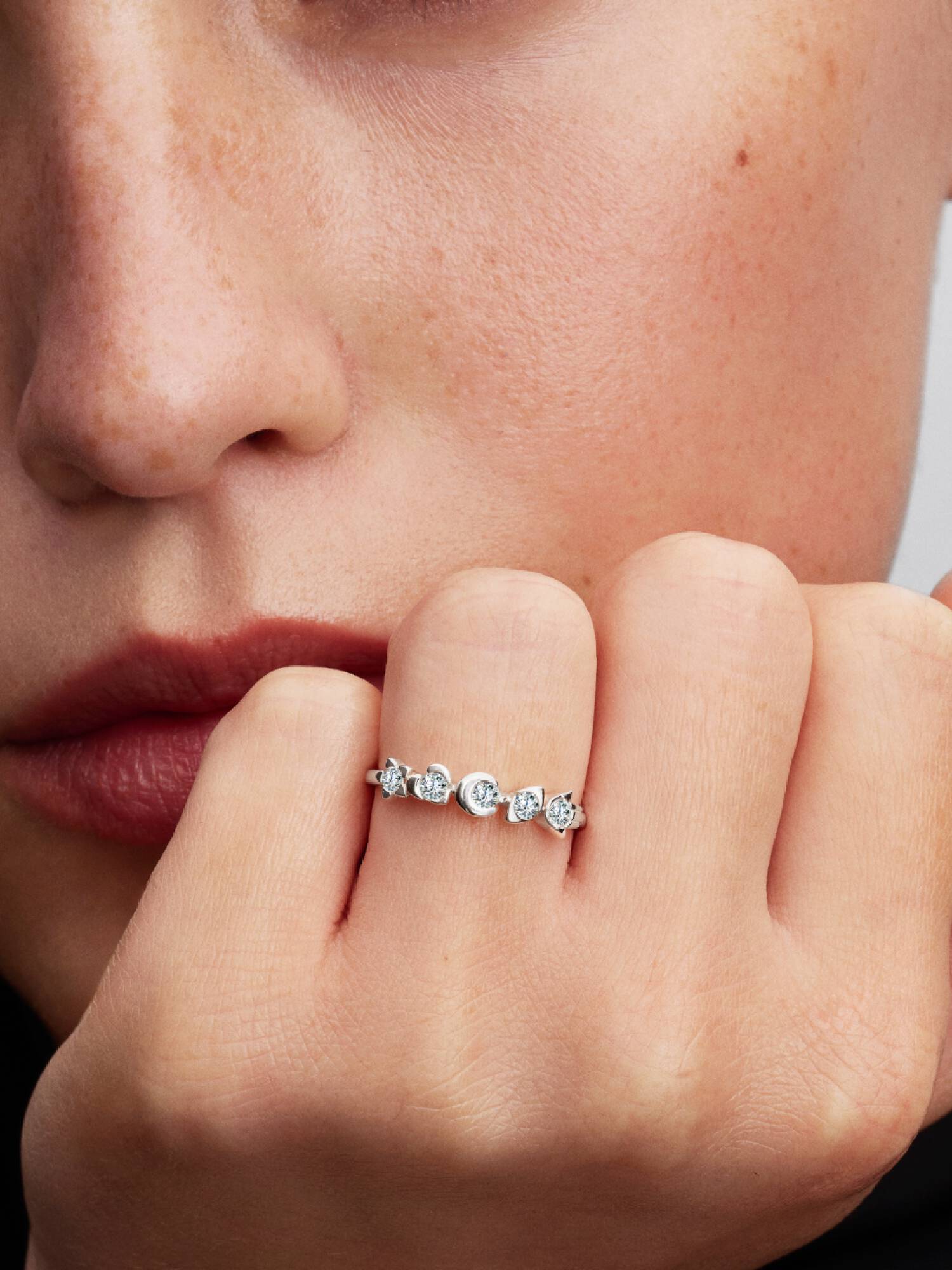 Sterling Silver Lab-Grown Diamond Symbols Ring