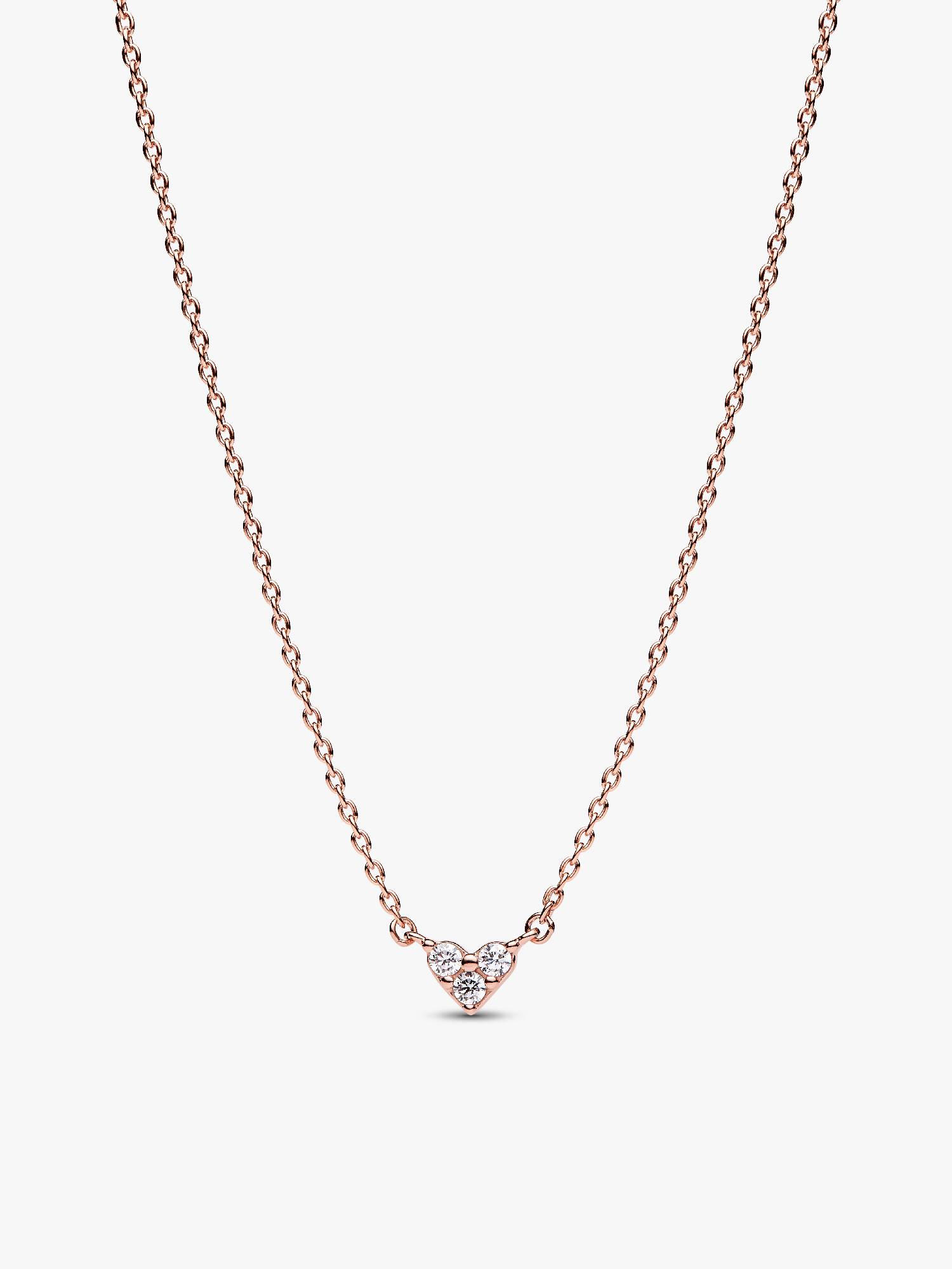 Heart 14k rose gold-plated collier with clear cubic zirconia