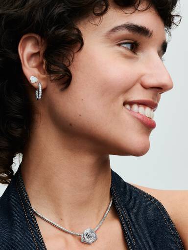 White Rose in Bloom Stud Earrings