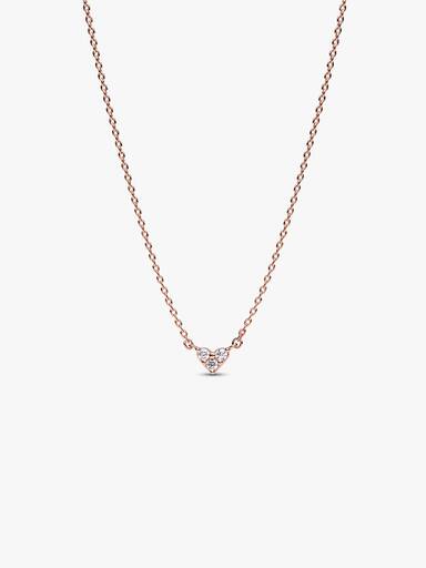 Heart 14k rose gold-plated collier with clear cubic zirconia
