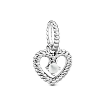 April Milky White Heart Hanging Charm with Man-Made Milky White Crystal