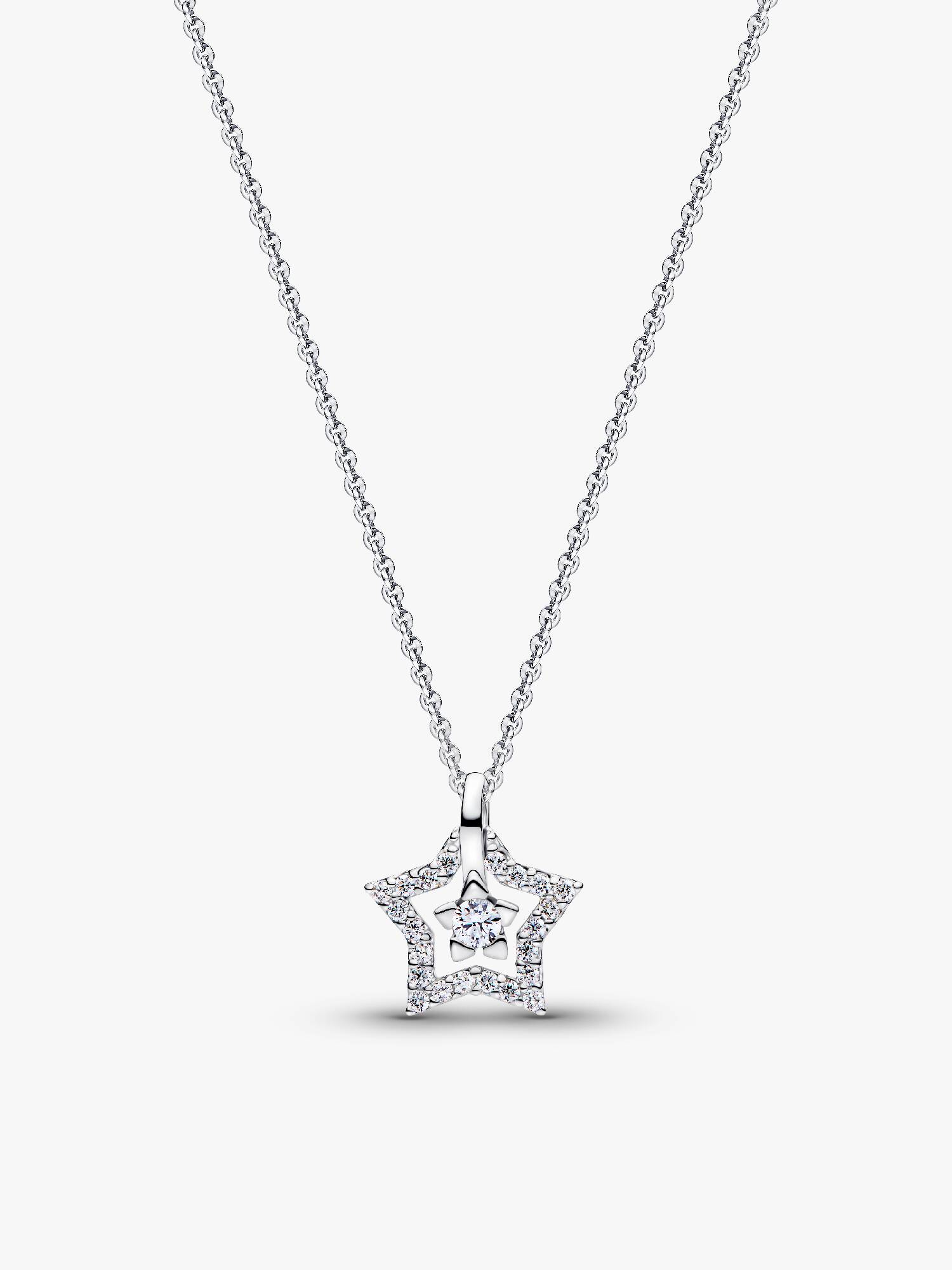 Sterling Silver Lab-Grown Diamond Star Pendant Necklace