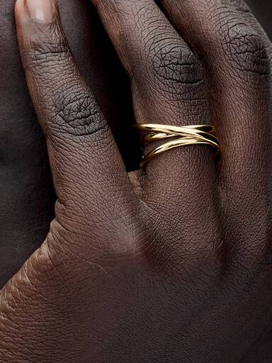 Organically Shaped Triple Band Open Ring