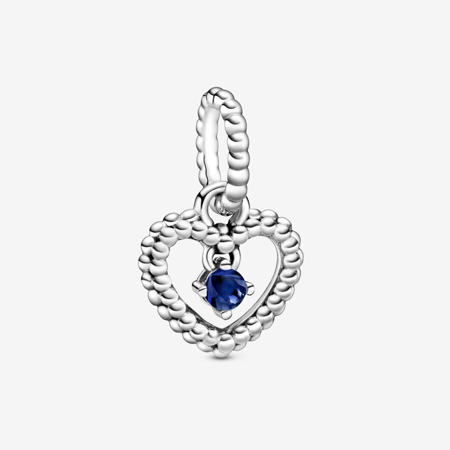 September Royal Blue Heart Hanging Charm with Man-Made Royal Blue Crystal image number 0