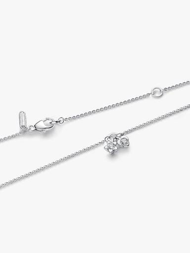 Sterling Silver Lab-Grown Diamond Heart & Star Dangle Pendant Necklace