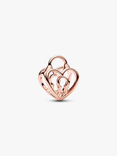 Heart padlock 14k rose gold-plated charm