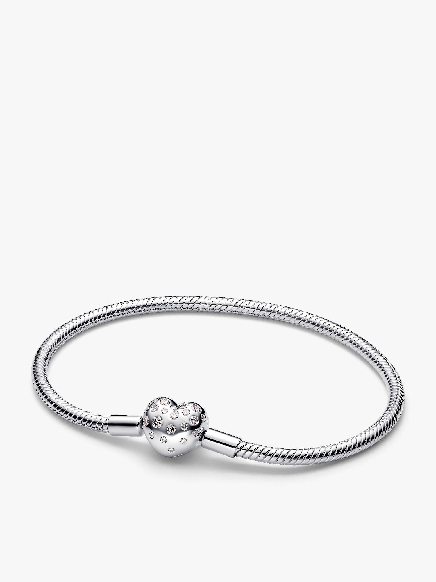 Pandora Lab-Grown Diamond Heart Clasp Snake Chain Bracelet