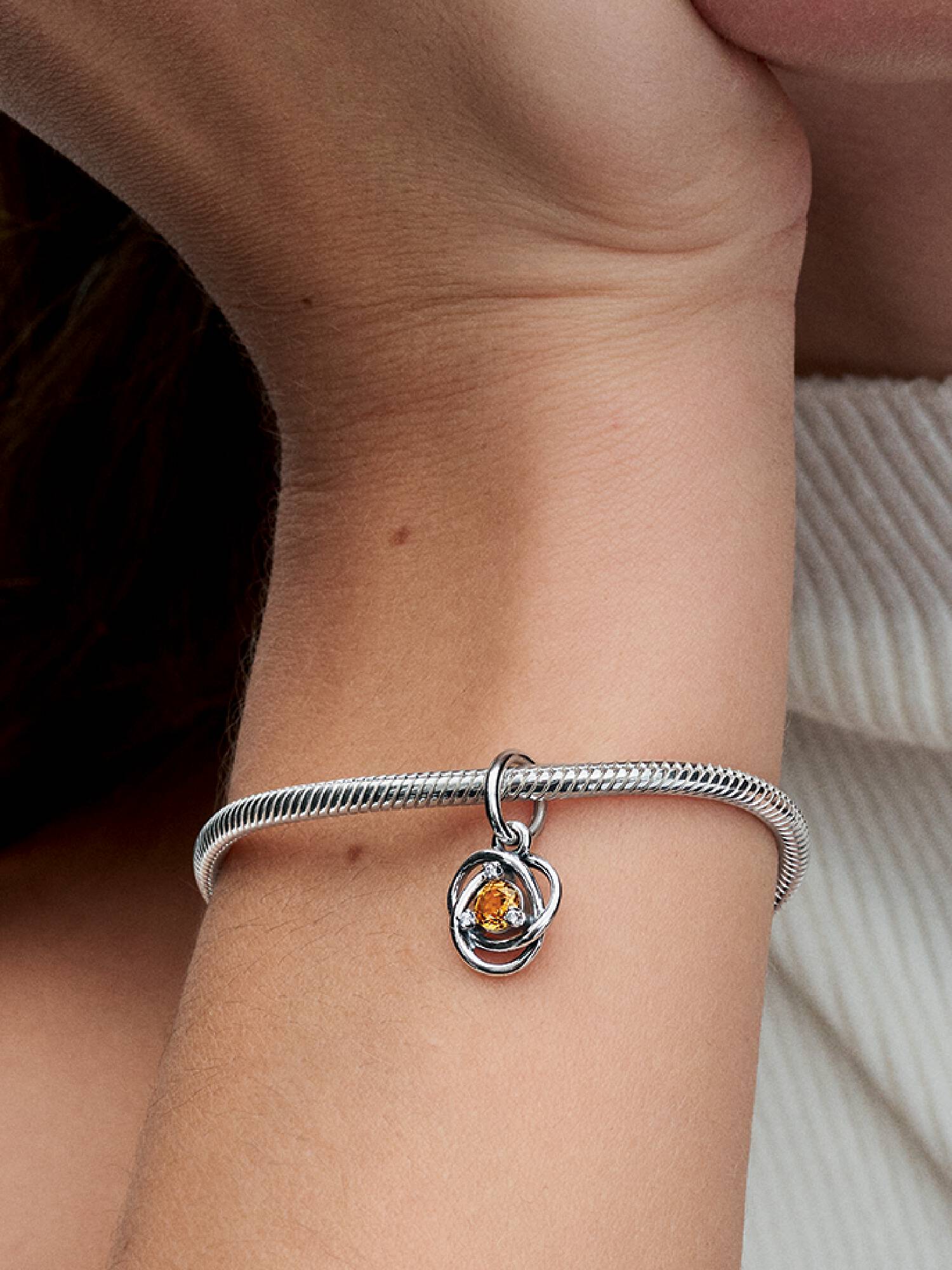 November Crystal Birthstone Eternity Circle Dangle Charm