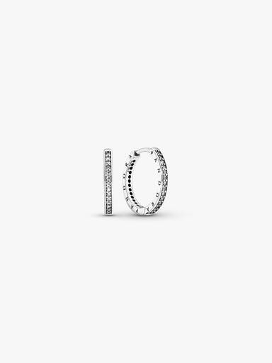 Sparkle & Pandora Logo Hoop Earrings