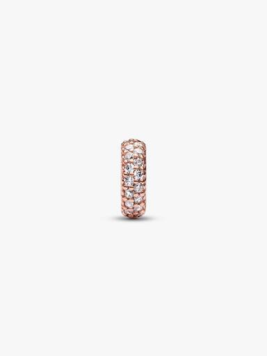 Abstract 14k rose gold-plated spacer with clear cubic zirconia