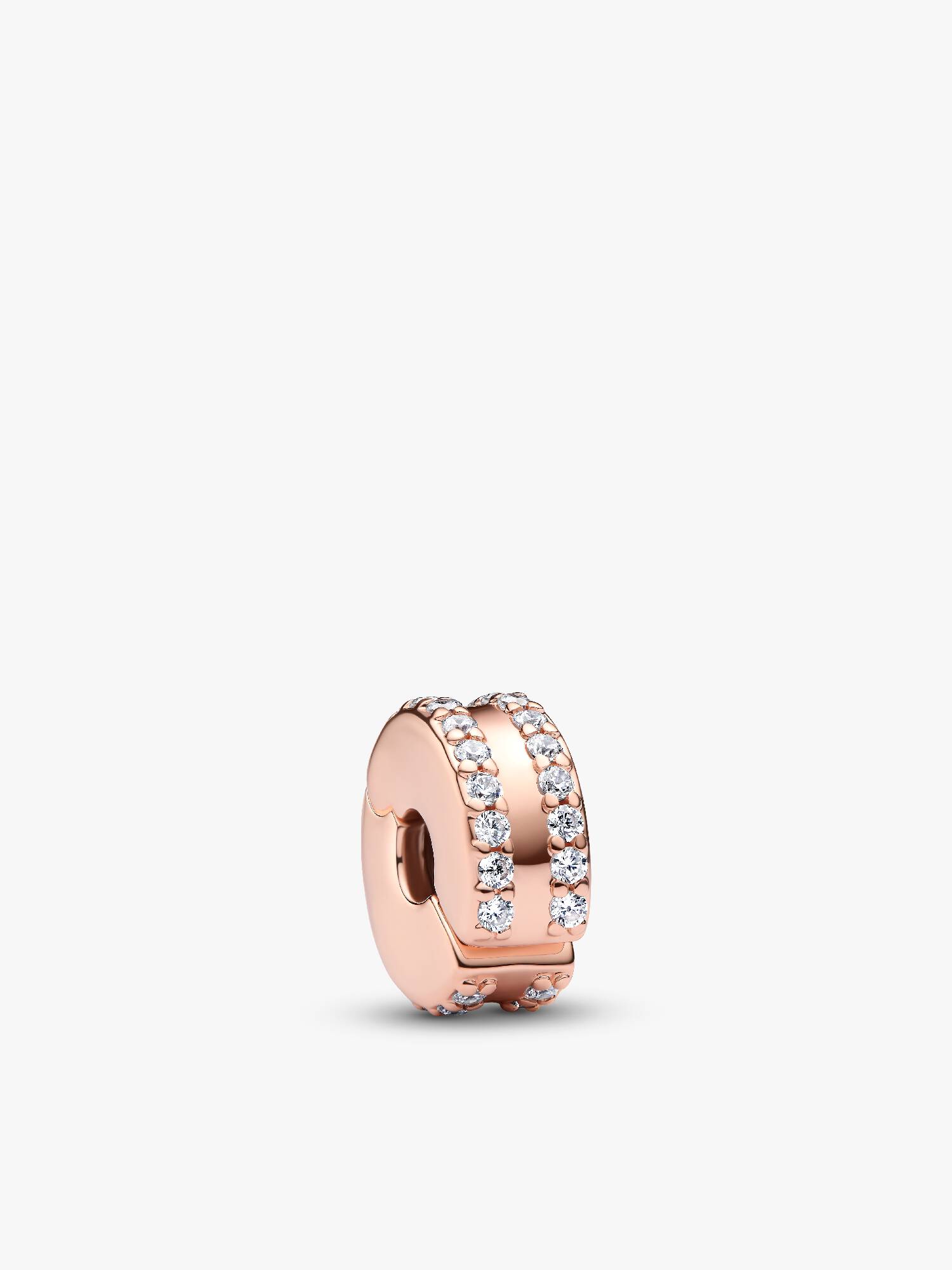 14k rose gold-plated clip with clear cubic zirconia and silicone grip