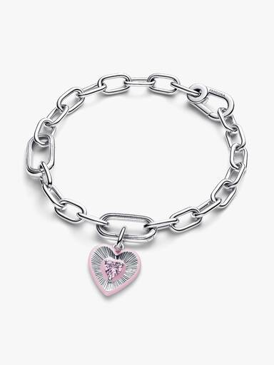 Radiating Pink Heart Medallion Charm