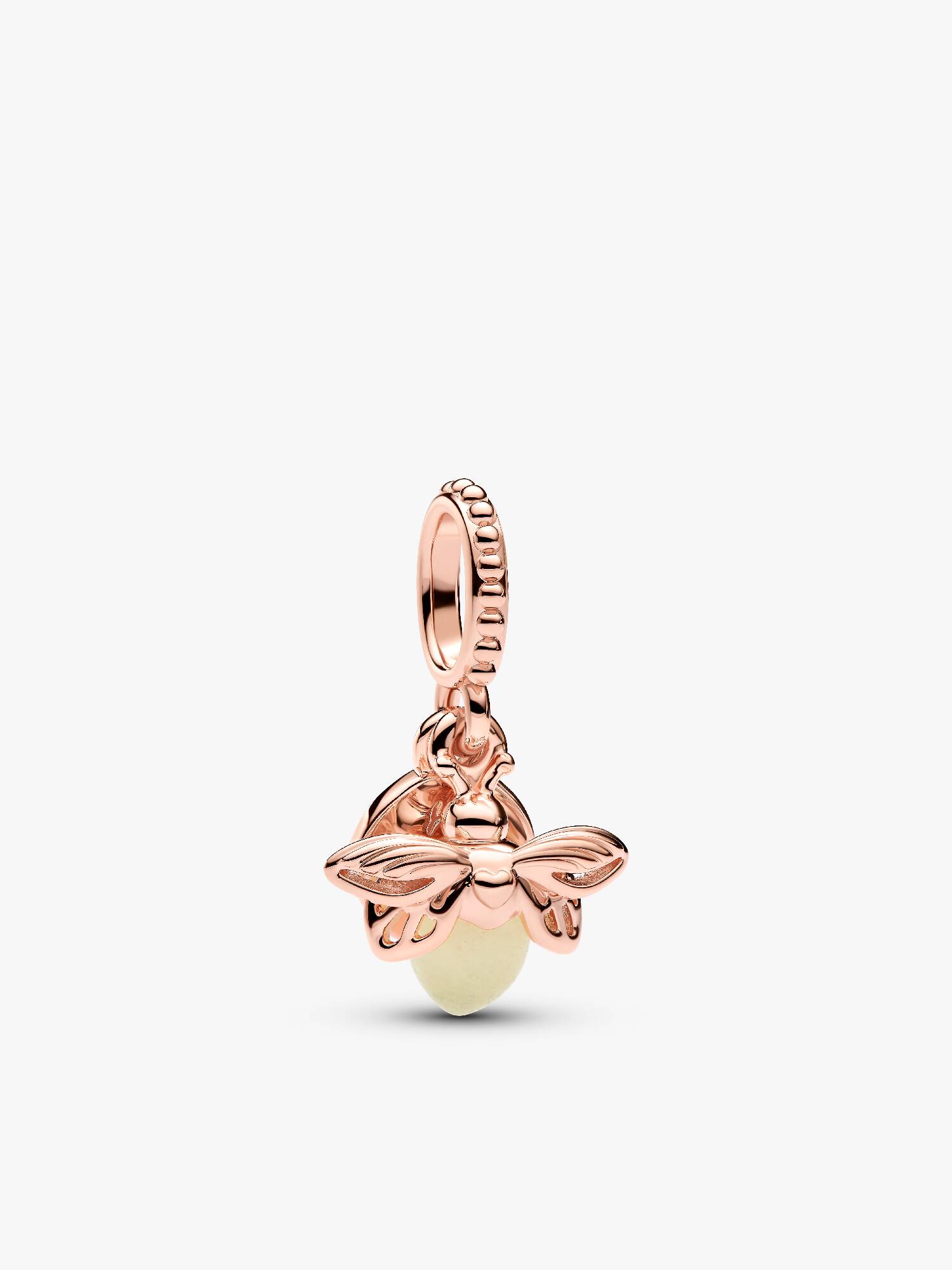 Firefly 14k rose gold-plated dangle with yellow photoluminescent glass