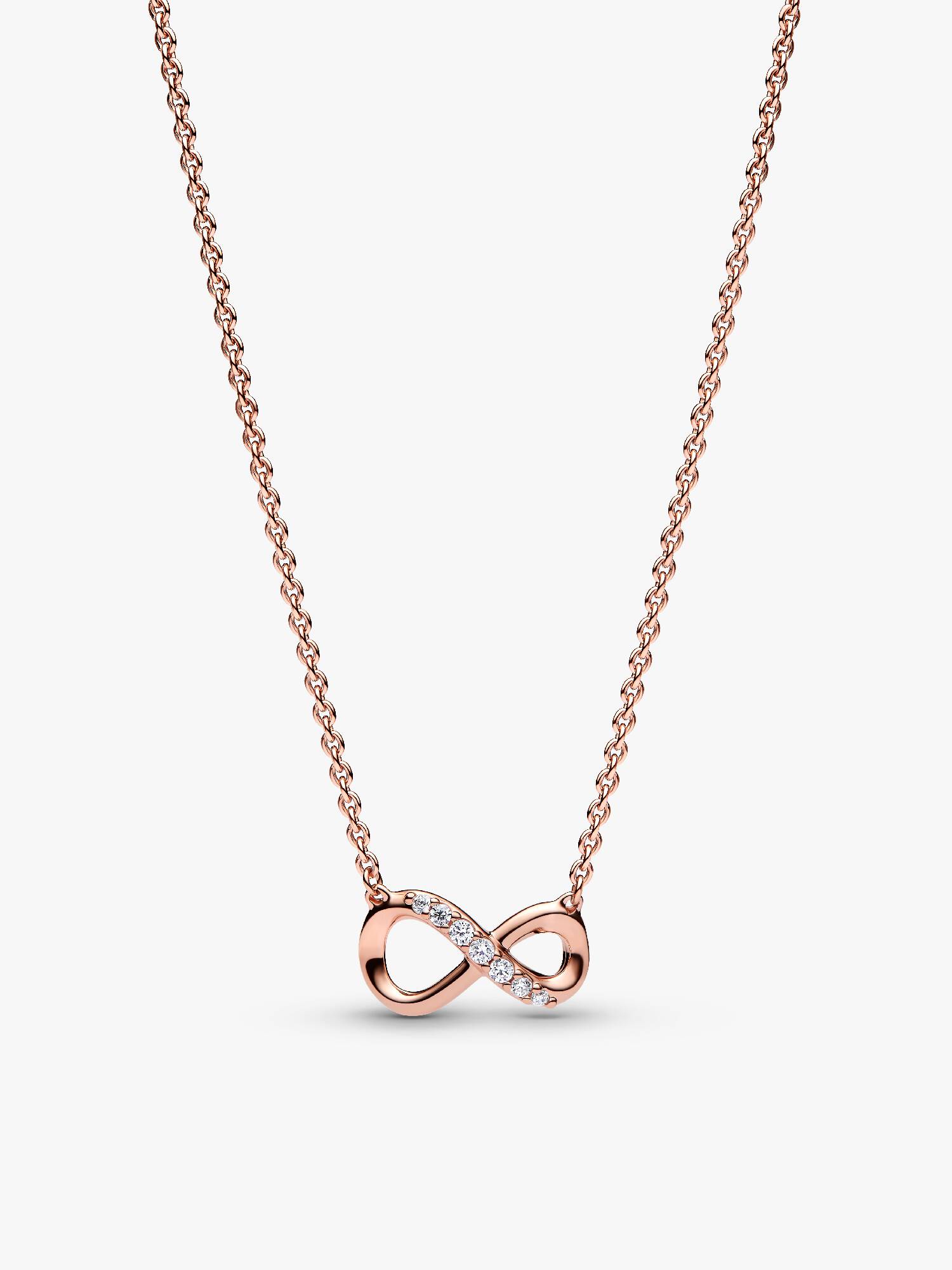 Infinity 14k rose gold-plated collier with clear cubic zirconia