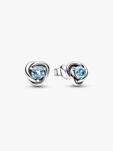 March Crystal Birthstone Eternity Circle Stud Earrings