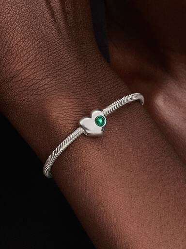 Engravable May Crystal Birthstone Heart Charm
