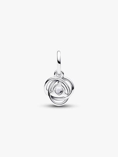 April Crystal Birthstone Eternity Circle Dangle Charm