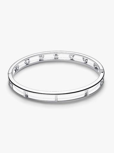 Sterling Silver Lab-Grown Diamond Symbols Bangle