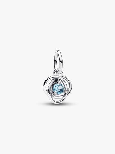 March Crystal Birthstone Eternity Circle Dangle Charm