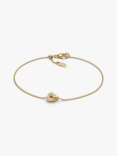 14k Gold Lab-grown Diamond Pavé Heart Chain Bracelet