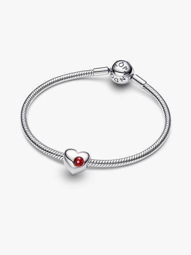 Engravable January Crystal Birthstone Heart Charm