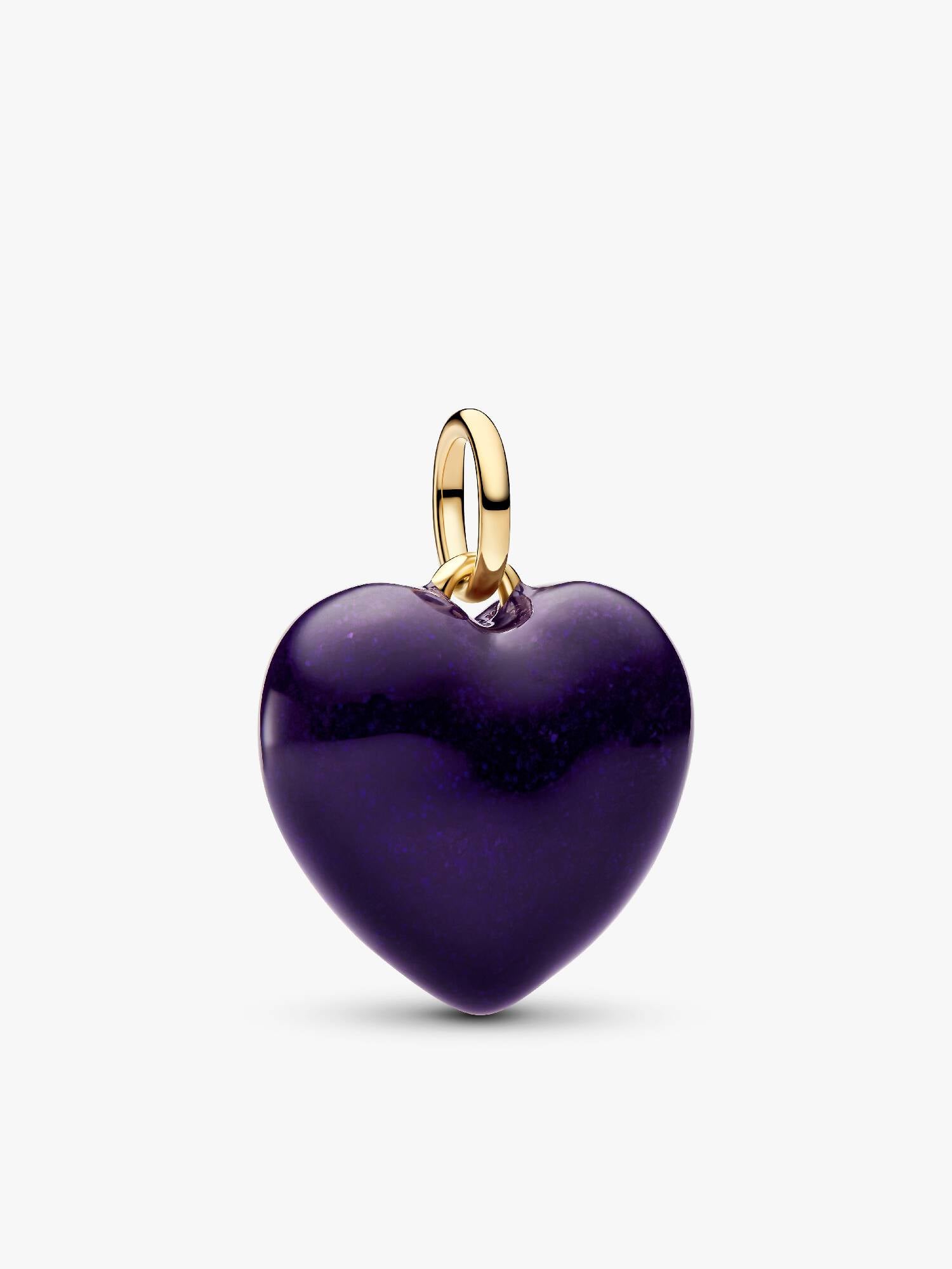 Purple Puffy Heart Dangle Charm