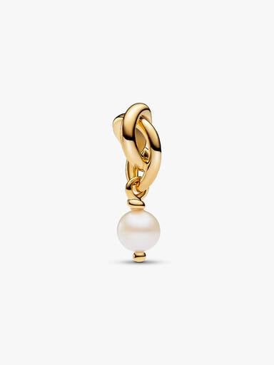June Freshwater Cultured Pearl Birthstone Eternity Circle Dangle Charm