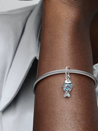 Blue Scaled Fish Dangle Charm