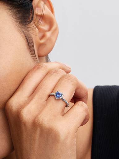 December Crystal Birthstone Sparkling Elevated Heart Ring