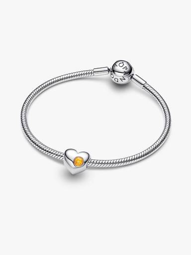 Engravable November Crystal Birthstone Heart Charm