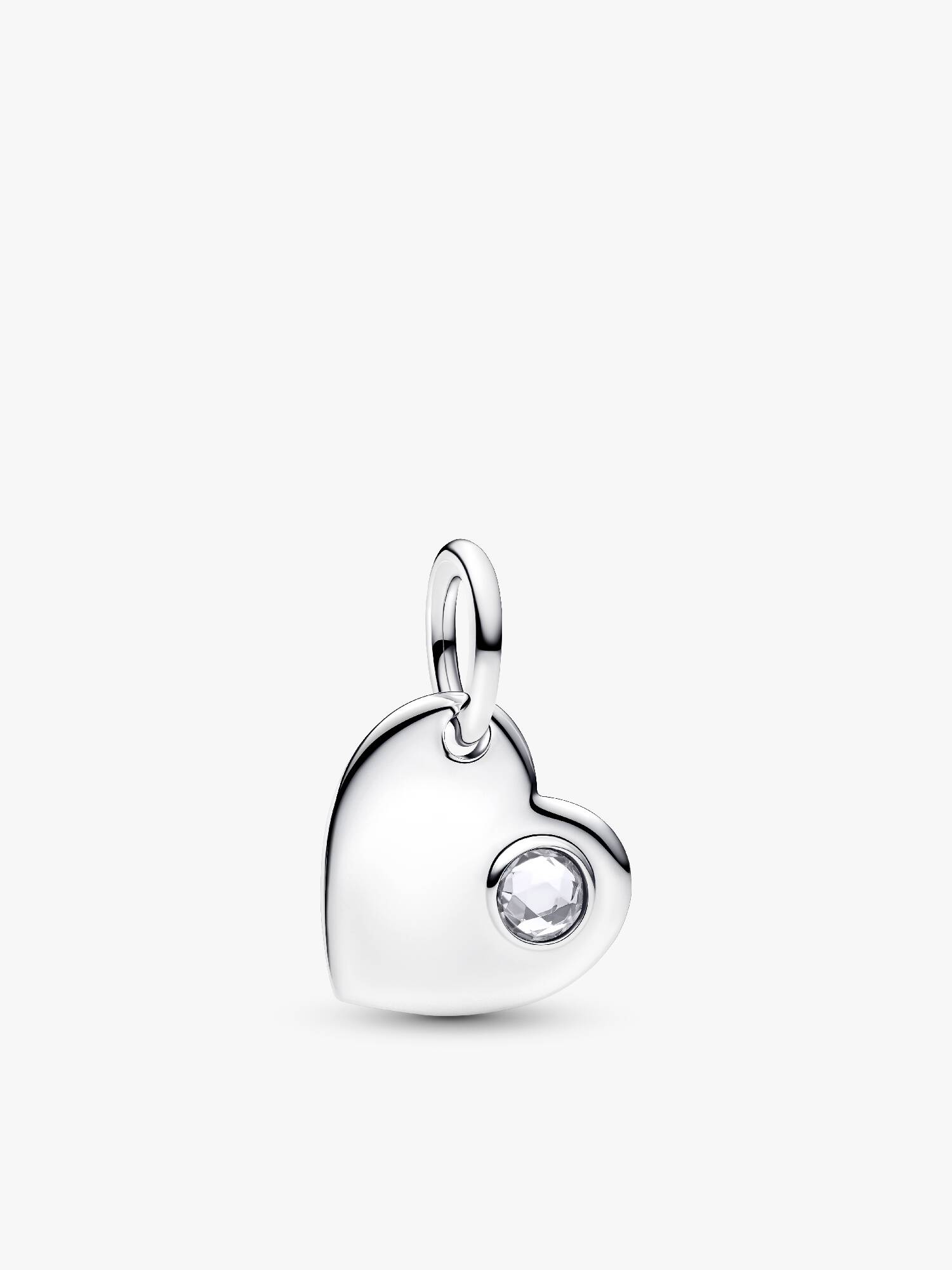 April Engravable Heart Clear Stone Dangle Charm