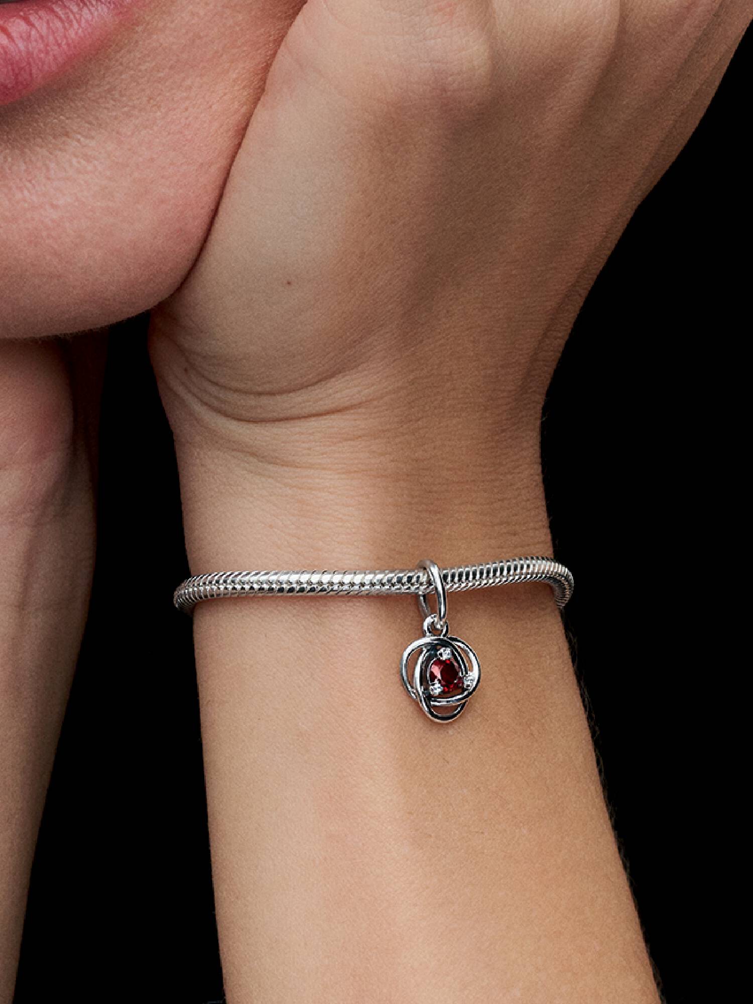 January Crystal Birthstone Eternity Circle Dangle Charm
