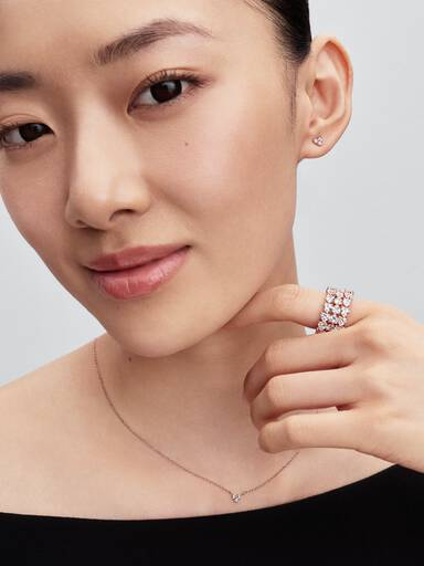 Heart 14k rose gold-plated stud earrings with clear cubic zirconia