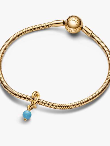 December Turquoise Crystal Birthstone Eternity Circle Dangle Charm