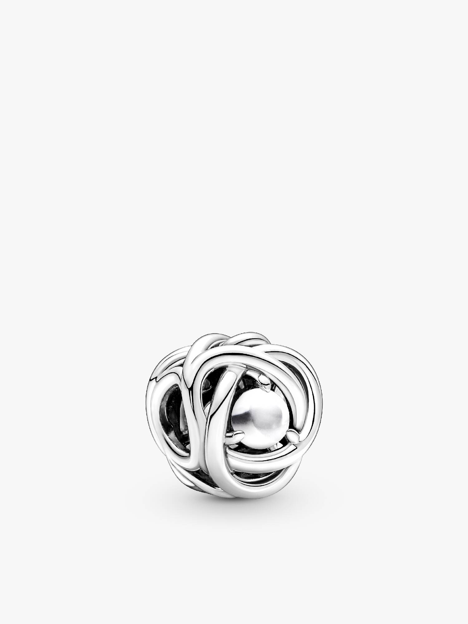 June White Mother of Pearl Birthstone Eternity Circle Charm