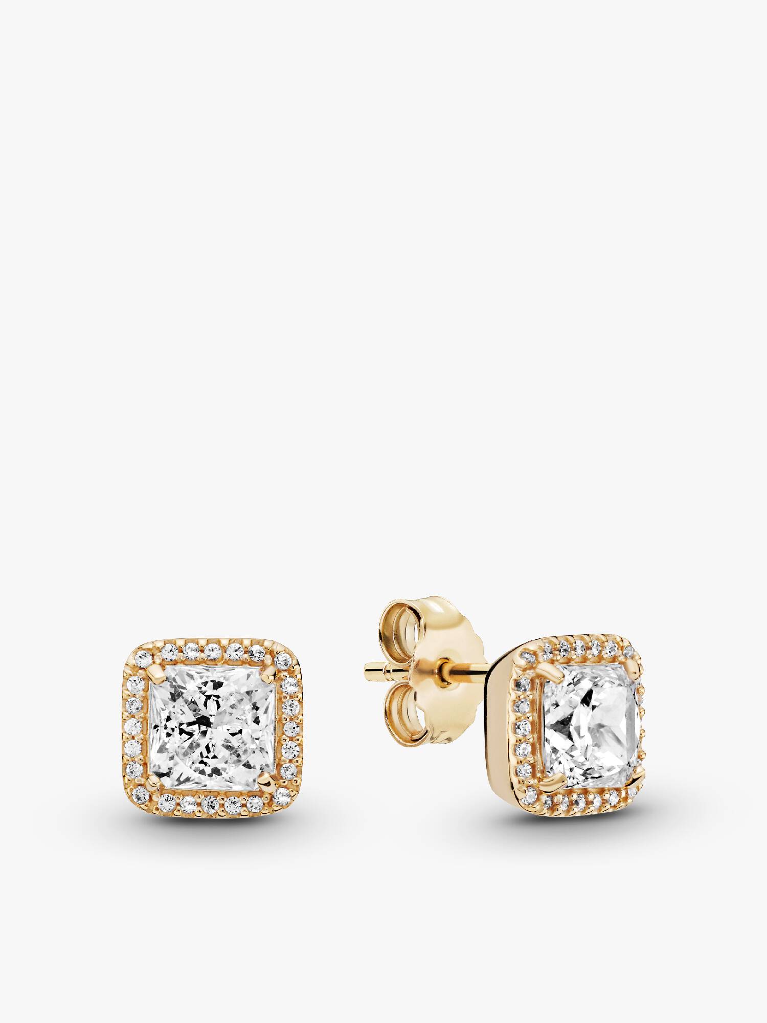 Square Sparkle Halo Stud Earrings