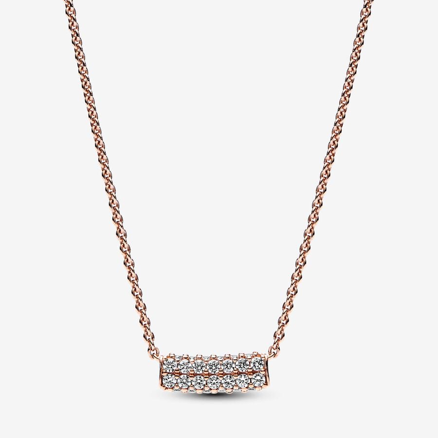 Pandora Timeless Pavé Double-row Bar Collier Necklace image number 0