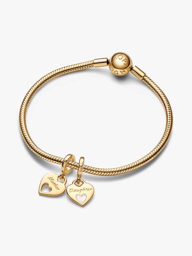 Mother & Daughter Double Heart Split Dangle Charm