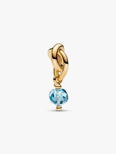 March Crystal Birthstone Eternity Circle Dangle Charm