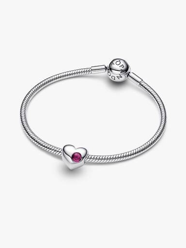 Engravable July Crystal Birthstone Heart Charm