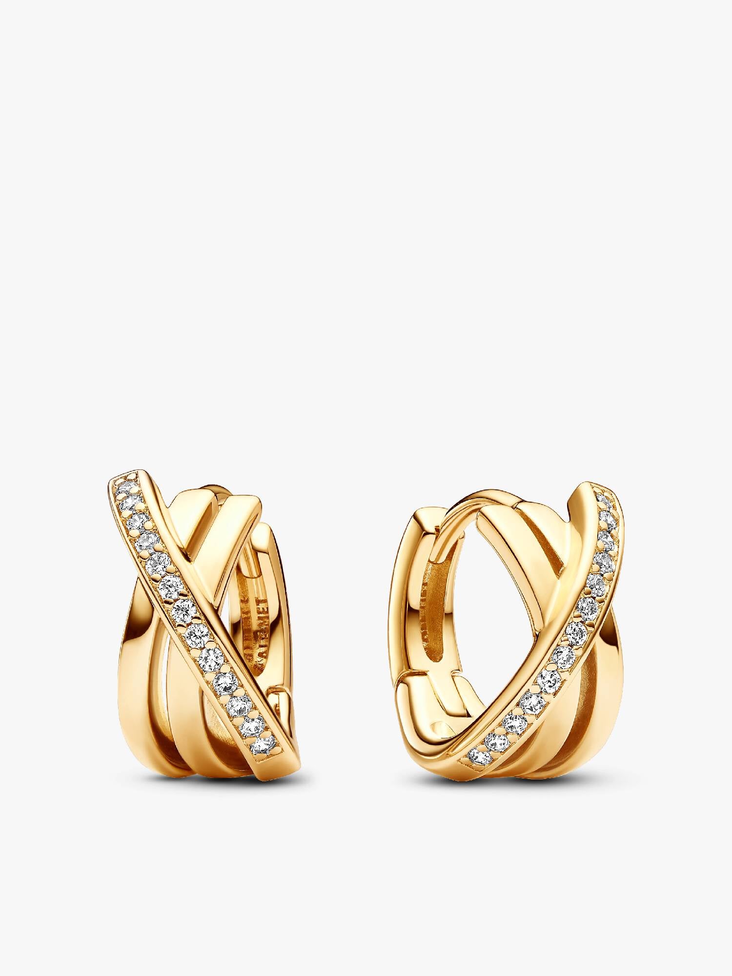 Crossover Pavé Hoop Earrings