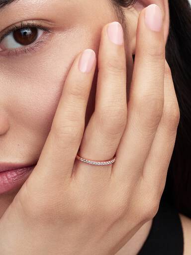 14k rose gold-plated ring with clear cubic zirconia