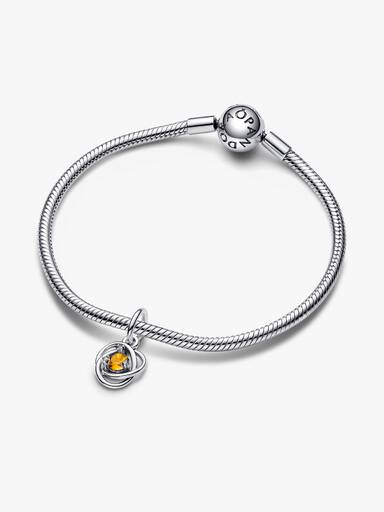 November Crystal Birthstone Eternity Circle Dangle Charm