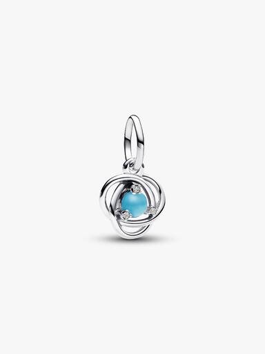 December Crystal Birthstone Eternity Circle Dangle Charm